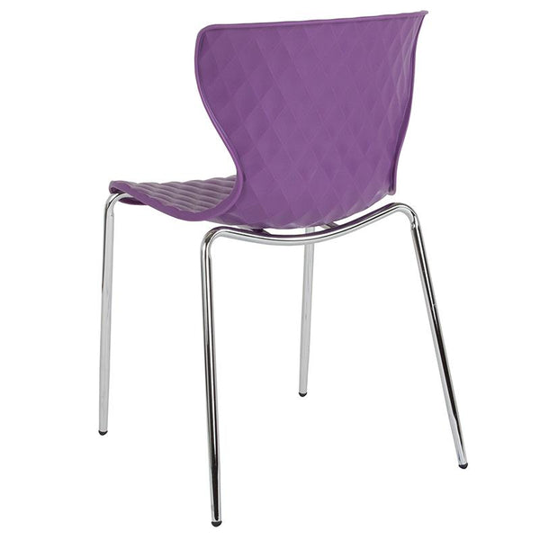 Flash Furniture Lowell Contemporary Design Purple Plastic Stack Chair - LF-7-07C-PUR-GG