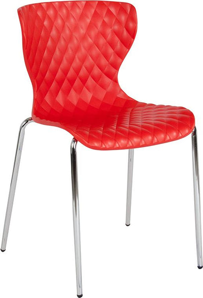 Flash Furniture Lowell Contemporary Design Red Plastic Stack Chair - LF-7-07C-RED-GG