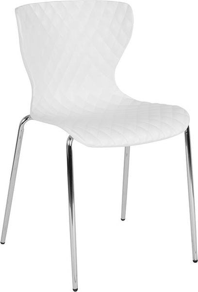 Flash Furniture Lowell Contemporary Design White Plastic Stack Chair - LF-7-07C-WH-GG