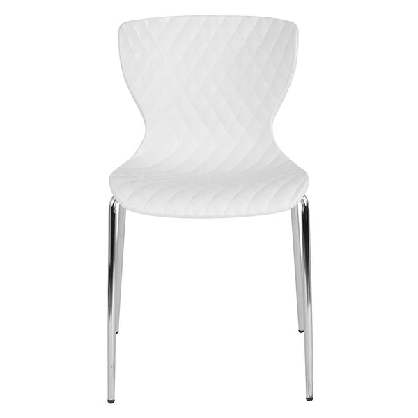 Flash Furniture Lowell Contemporary Design White Plastic Stack Chair - LF-7-07C-WH-GG