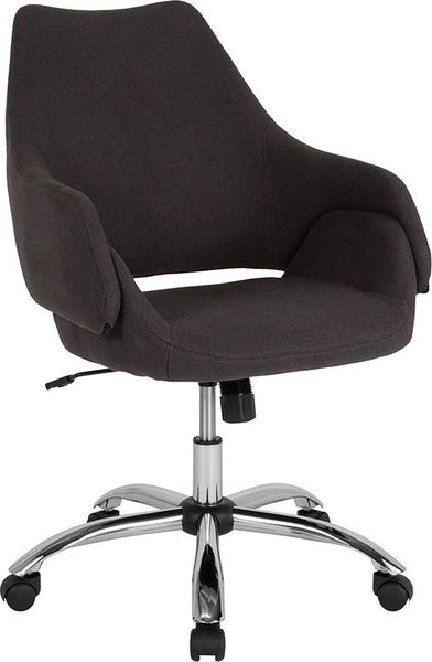 Flash Furniture Madrid Home and Office Upholstered Mid-Back Chair in Black Fabric - CH-177280-BLK-F-GG