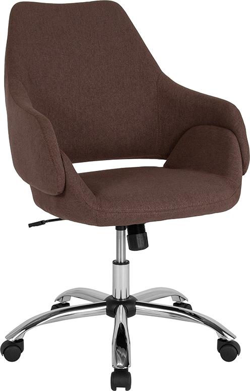 Flash Furniture Madrid Home and Office Upholstered Mid-Back Chair in Brown Fabric - CH-177280-BR-F-GG