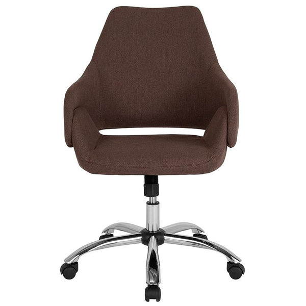 Flash Furniture Madrid Home and Office Upholstered Mid-Back Chair in Brown Fabric - CH-177280-BR-F-GG