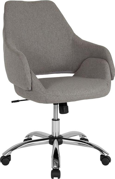 Flash Furniture Madrid Home and Office Upholstered Mid-Back Chair in Light Gray Fabric - CH-177280-LGY-F-GG