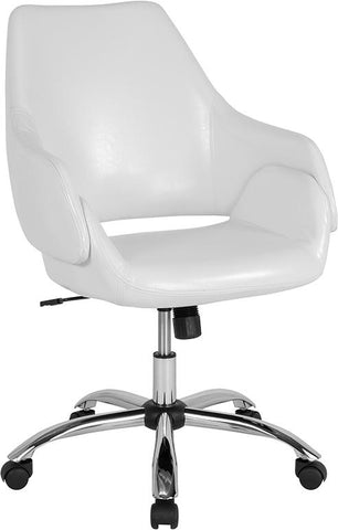 Flash Furniture Madrid Home and Office Upholstered Mid-Back Chair in White Leather - CH-177280-WH-GG