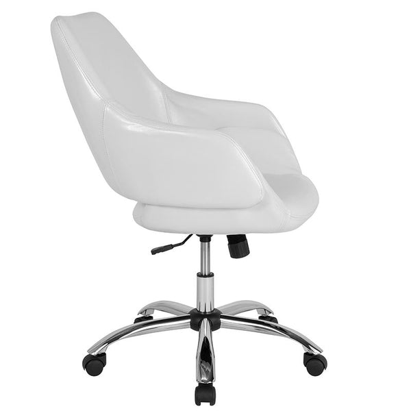 Flash Furniture Madrid Home and Office Upholstered Mid-Back Chair in White Leather - CH-177280-WH-GG