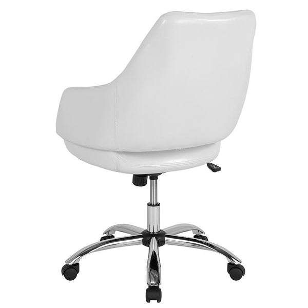 Flash Furniture Madrid Home and Office Upholstered Mid-Back Chair in White Leather - CH-177280-WH-GG