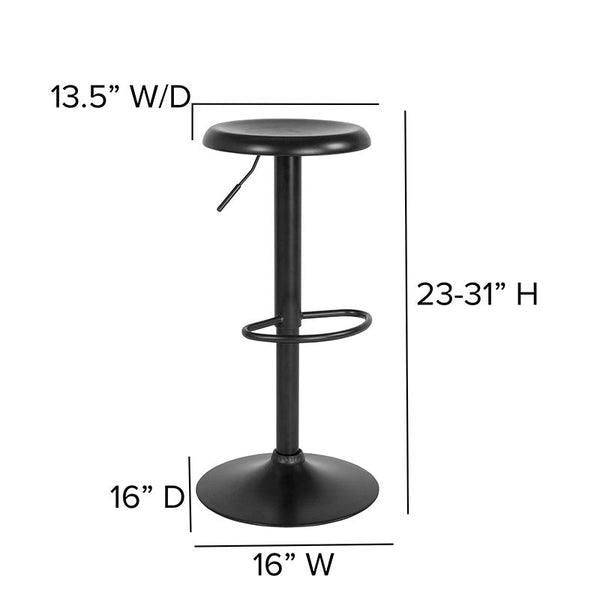 Flash Furniture Madrid Series Adjustable Height Retro Barstool in Black Finish - CH-181220-BK-GG