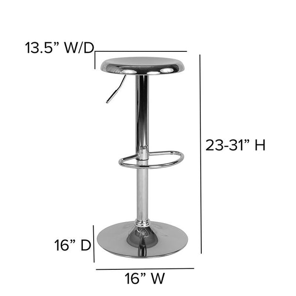 Flash Furniture Madrid Series Adjustable Height Retro Barstool in Chrome Finish - CH-181220-CH-GG