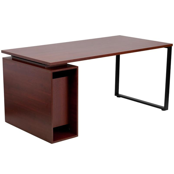 Flash Furniture Mahogany Computer Desk with Open Storage Pedestal - NAN-JN-2108-GG