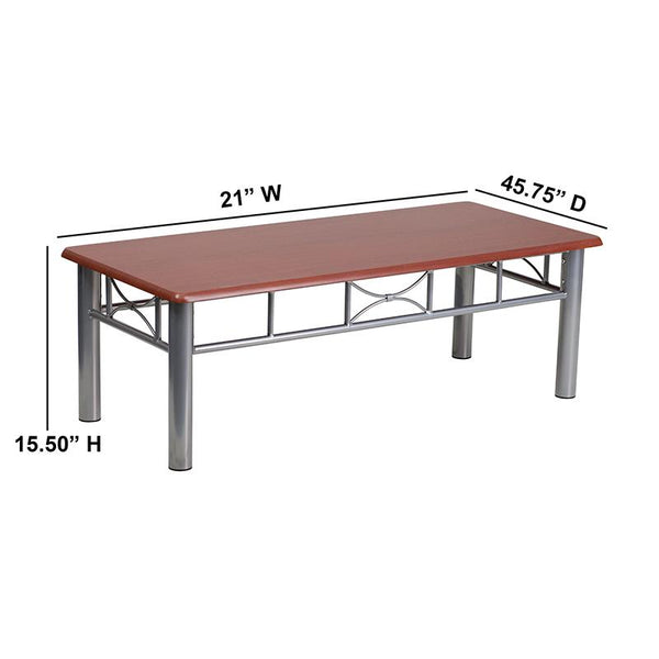 Flash Furniture Mahogany Laminate Coffee Table with Silver Steel Frame - JB-5-COF-MAH-GG