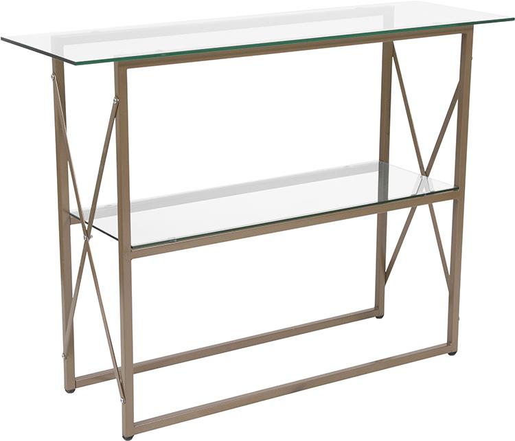 Flash Furniture Mar Vista Collection Glass Console Table with Matte Gold Frame - NAN-JH-1796ST-GG