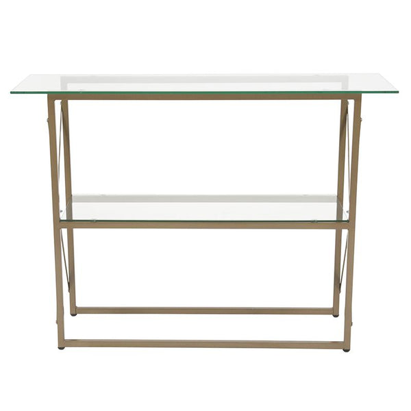 Flash Furniture Mar Vista Collection Glass Console Table with Matte Gold Frame - NAN-JH-1796ST-GG