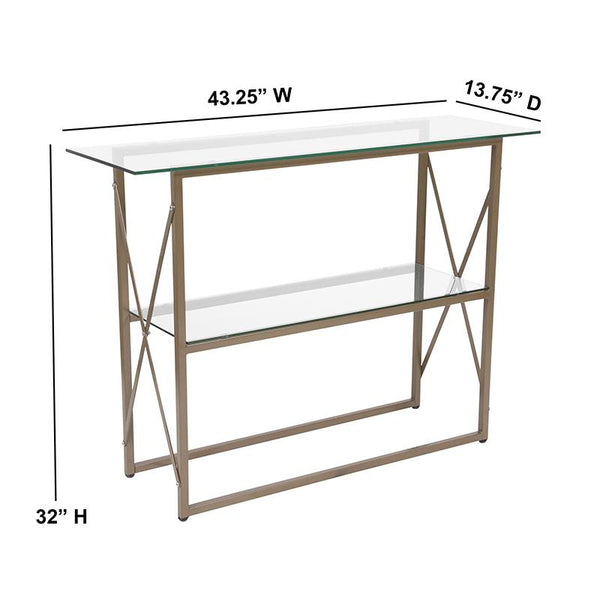 Flash Furniture Mar Vista Collection Glass Console Table with Matte Gold Frame - NAN-JH-1796ST-GG