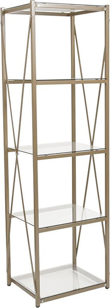 Flash Furniture Mar Vista Collection Glass Storage Shelf with Matte Gold Frame - NAN-JH-1796BF-GG