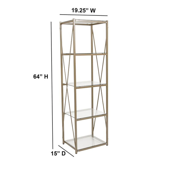 Flash Furniture Mar Vista Collection Glass Storage Shelf with Matte Gold Frame - NAN-JH-1796BF-GG