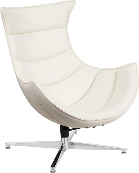 Flash Furniture Melrose White Leather Swivel Cocoon Chair - ZB-32-GG