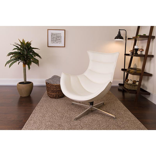 Flash Furniture Melrose White Leather Swivel Cocoon Chair - ZB-32-GG