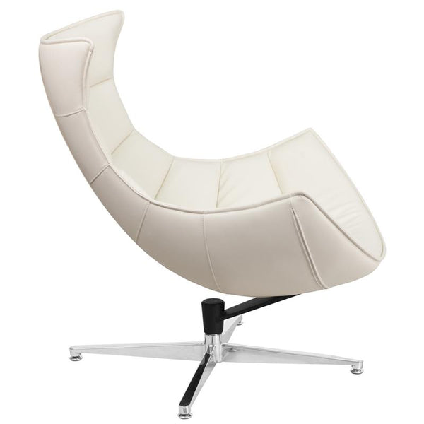 Flash Furniture Melrose White Leather Swivel Cocoon Chair - ZB-32-GG