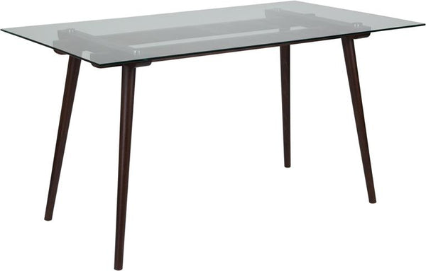 Flash Furniture Meriden 31.5" x 55" Rectangular Solid Espresso Wood Table with Clear Glass Top - SK-17GC-034-E-GG