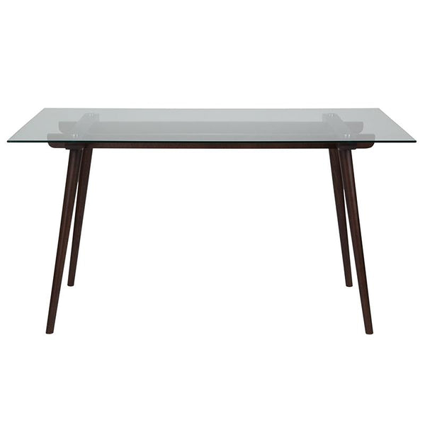 Flash Furniture Meriden 31.5" x 55" Rectangular Solid Espresso Wood Table with Clear Glass Top - SK-17GC-034-E-GG