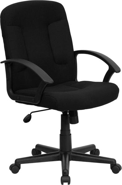 Flash Furniture Mid-Back Black Fabric Executive Swivel Chair with Nylon Arms - GO-ST-6-BK-GG