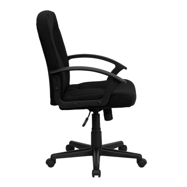 Flash Furniture Mid-Back Black Fabric Executive Swivel Chair with Nylon Arms - GO-ST-6-BK-GG