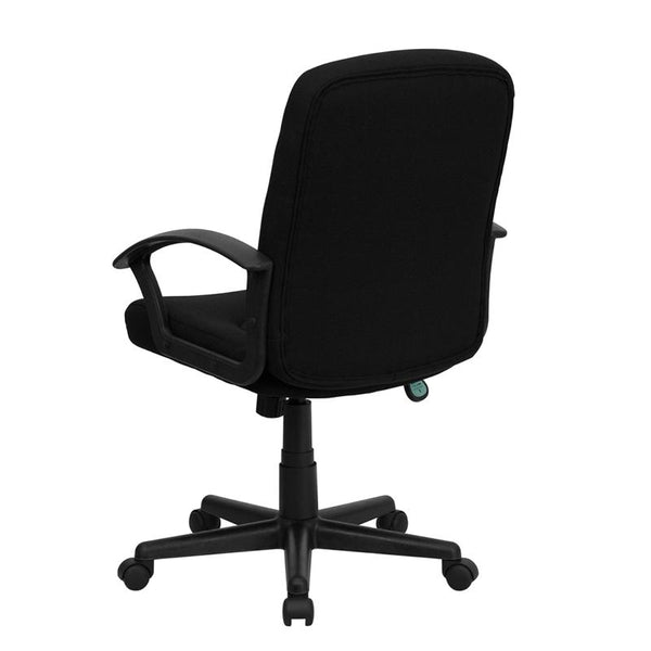 Flash Furniture Mid-Back Black Fabric Executive Swivel Chair with Nylon Arms - GO-ST-6-BK-GG