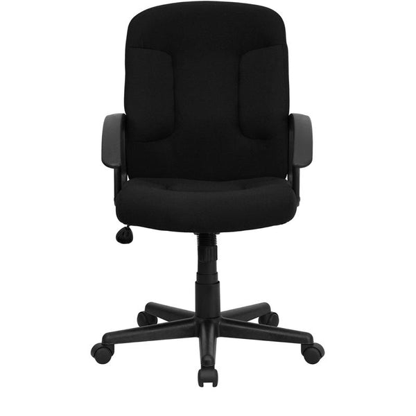 Flash Furniture Mid-Back Black Fabric Executive Swivel Chair with Nylon Arms - GO-ST-6-BK-GG