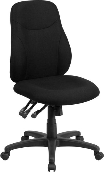 Flash Furniture Mid-Back Black Fabric Multifunction Ergonomic Swivel Task Chair - BT-90297M-GG