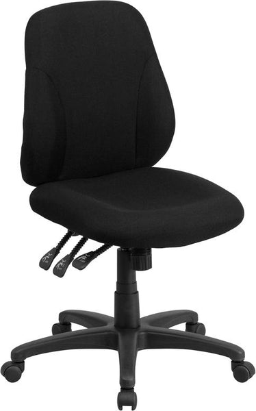 Flash Furniture Mid-Back Black Fabric Multifunction Ergonomic Swivel Task Chair - BT-90297S-GG