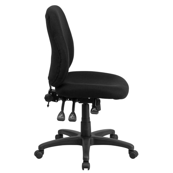 Flash Furniture Mid-Back Black Fabric Multifunction Ergonomic Swivel Task Chair - BT-90297S-GG