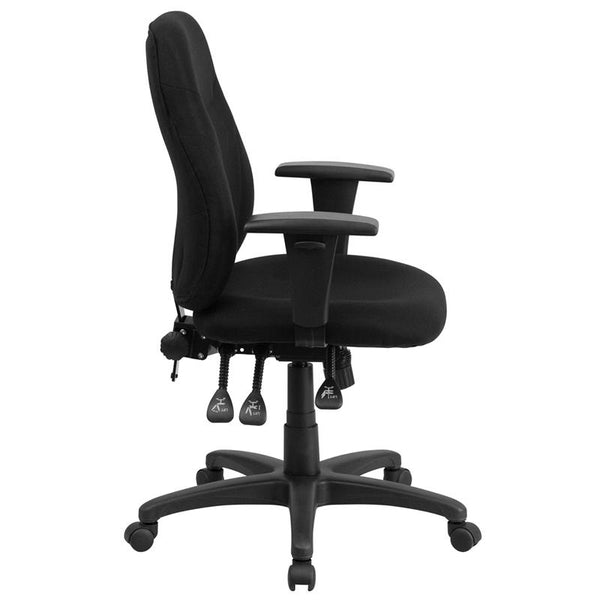 Flash Furniture Mid-Back Black Fabric Multifunction Ergonomic Swivel Task Chair with Adjustable Arms - BT-90297M-A-GG