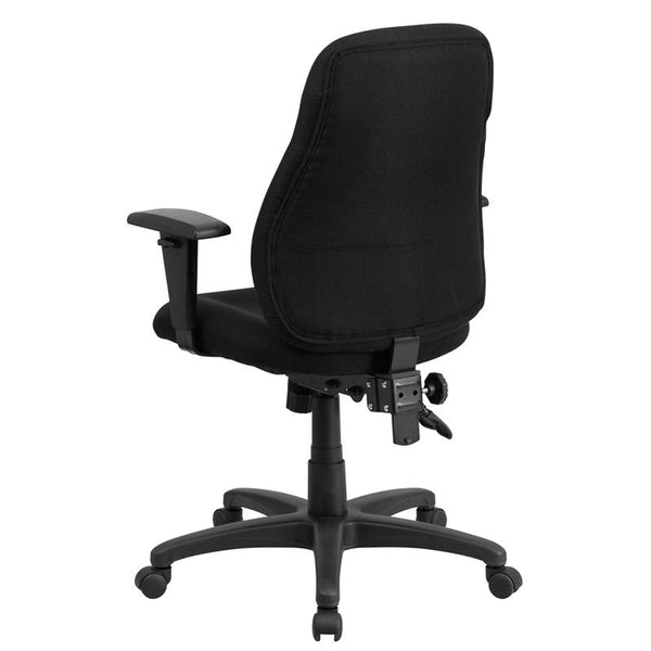 Flash Furniture Mid-Back Black Fabric Multifunction Ergonomic Swivel Task Chair with Adjustable Arms - BT-90297M-A-GG