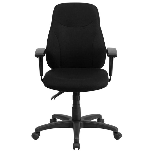 Flash Furniture Mid-Back Black Fabric Multifunction Ergonomic Swivel Task Chair with Adjustable Arms - BT-90297M-A-GG