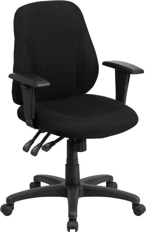 Flash Furniture Mid-Back Black Fabric Multifunction Ergonomic Swivel Task Chair with Adjustable Arms - BT-90297S-A-GG