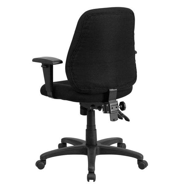 Flash Furniture Mid-Back Black Fabric Multifunction Ergonomic Swivel Task Chair with Adjustable Arms - BT-90297S-A-GG