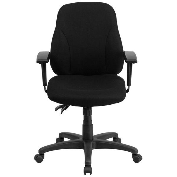 Flash Furniture Mid-Back Black Fabric Multifunction Ergonomic Swivel Task Chair with Adjustable Arms - BT-90297S-A-GG