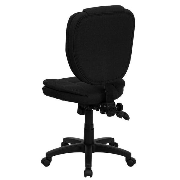 Flash Furniture Mid-Back Black Fabric Multifunction Ergonomic Swivel Task Chair with Pillow Top Cushioning - GO-930F-BK-GG