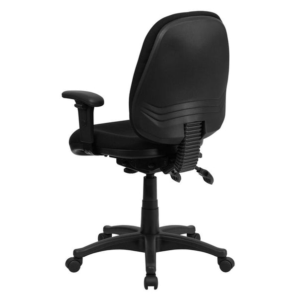 Flash Furniture Mid-Back Black Fabric Multifunction Executive Swivel Chair with Adjustable Arms - BT-662-BK-GG