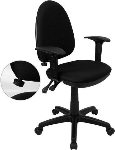 Flash Furniture Mid-Back Black Fabric Multifunction Swivel Task Chair with Adjustable Lumbar Support and Adjustable Arms - WL-A654MG-BK-A-GG