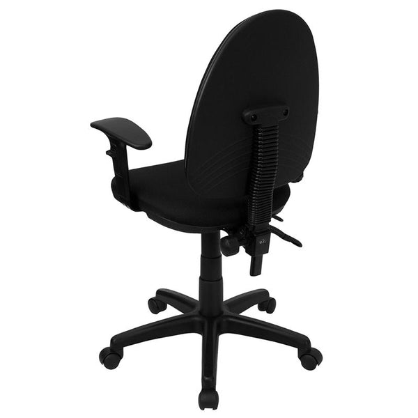 Flash Furniture Mid-Back Black Fabric Multifunction Swivel Task Chair with Adjustable Lumbar Support and Adjustable Arms - WL-A654MG-BK-A-GG