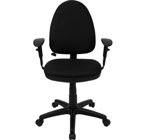 Flash Furniture Mid-Back Black Fabric Multifunction Swivel Task Chair with Adjustable Lumbar Support and Adjustable Arms - WL-A654MG-BK-A-GG