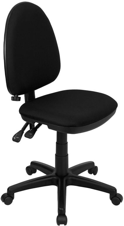 Flash Furniture Mid-Back Black Fabric Multifunction Swivel Task Chair with Adjustable Lumbar Support - WL-A654MG-BK-GG