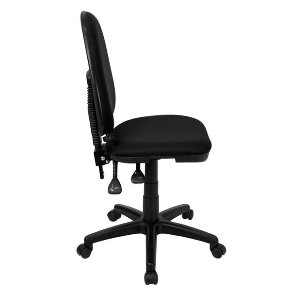 Flash Furniture Mid-Back Black Fabric Multifunction Swivel Task Chair with Adjustable Lumbar Support - WL-A654MG-BK-GG