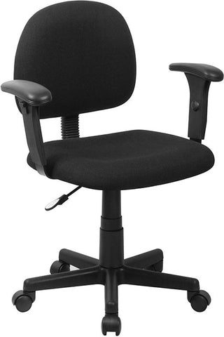 Flash Furniture Mid-Back Black Fabric Swivel Task Chair with Adjustable Arms - BT-660-1-BK-GG