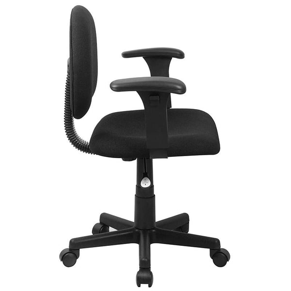 Flash Furniture Mid-Back Black Fabric Swivel Task Chair with Adjustable Arms - BT-660-1-BK-GG