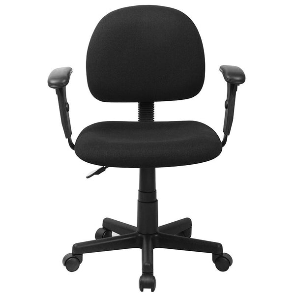 Flash Furniture Mid-Back Black Fabric Swivel Task Chair with Adjustable Arms - BT-660-1-BK-GG