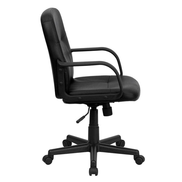 Flash Furniture Mid-Back Black Glove Vinyl Executive Swivel Chair with Arms - H8020-GG