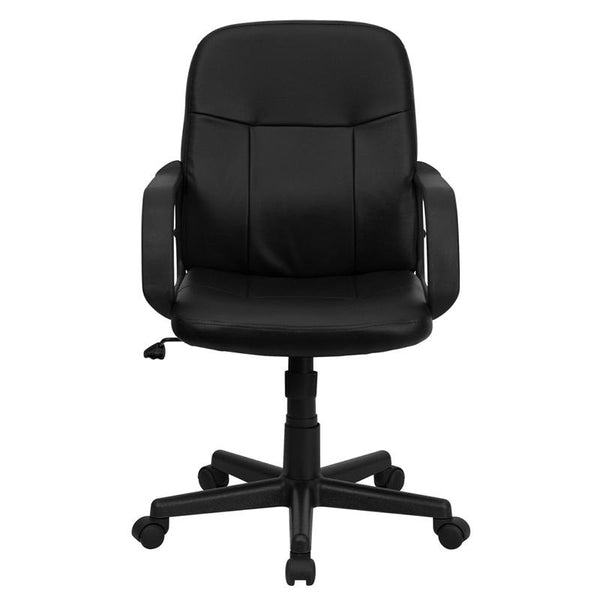 Flash Furniture Mid-Back Black Glove Vinyl Executive Swivel Chair with Arms - H8020-GG